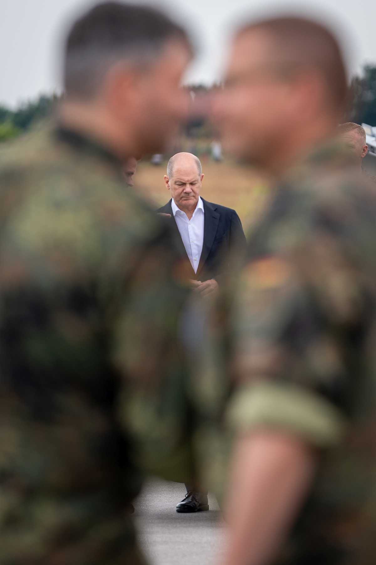 Bundeskanzler Olaf Scholz besucht am 16.06.2023 die Übung Air Defender 23 am Fliegerhorst Jagel in Schleswig-Holstein.