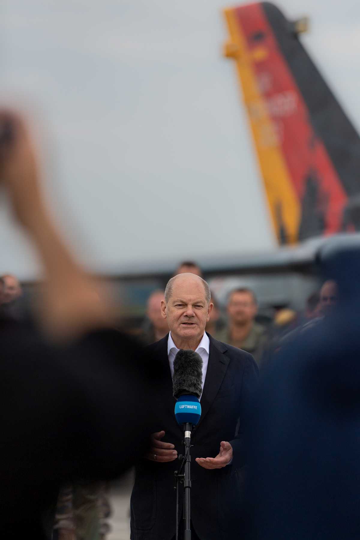 Bundeskanzler Olaf Scholz besucht am 16.06.2023 die Übung Air Defender 23 am Fliegerhorst Jagel in Schleswig-Holstein.